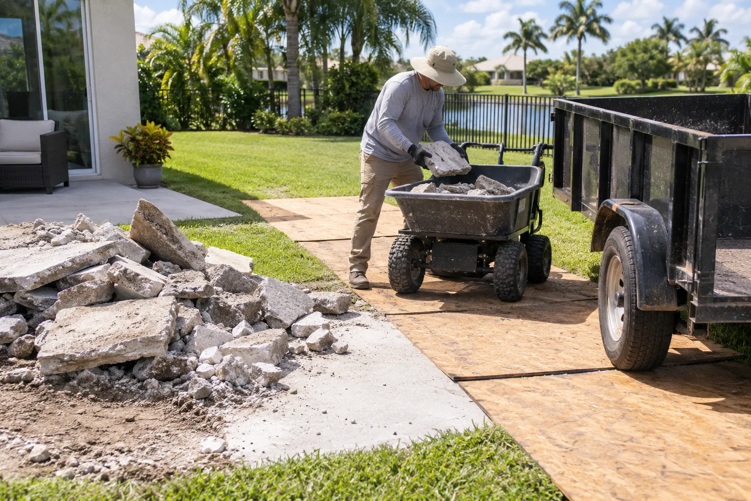 Concrete Debris Removal materials prepared for pickup